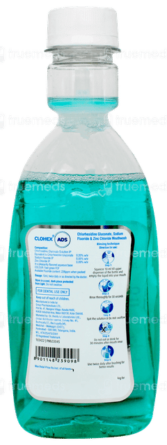 Clohex Ads Mint Flavour No Sugar Added Mouthwash 200Ml Clohex Ads Mint Flavour No Sugar Added Mouthwash 200Ml
